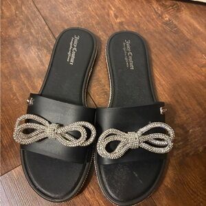 Juicy Couture Black Sandals with Sparkling Bow